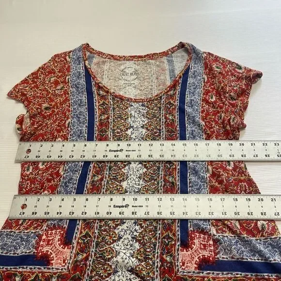 Lucky Brand Scoop Neck Short Sleeve Pull Over Top Multicolored Floral Plus Sz 1X - Picture 3 of 5